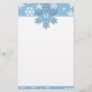 Papeterie Bordure de flocon de neige bleu avec flocon de nei