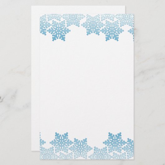 Papeterie Bordure de flocon de neige bleu clair (Devant / Derrière)