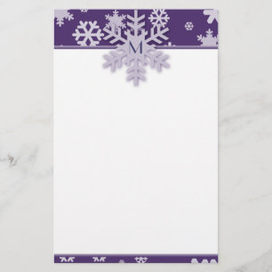 Papeterie Bordure de flocon de neige pourpre avec un flocon