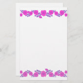 Papeterie Bordure de la ligne de fleurs rose rose pâle (Devant / Derrière)