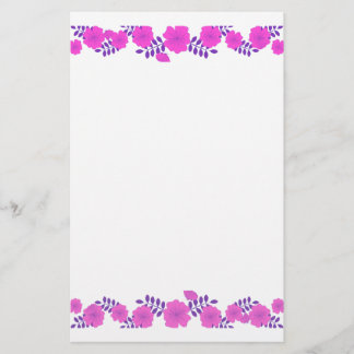 Papeterie Bordure de ligne de fleur de rose rose de peinture