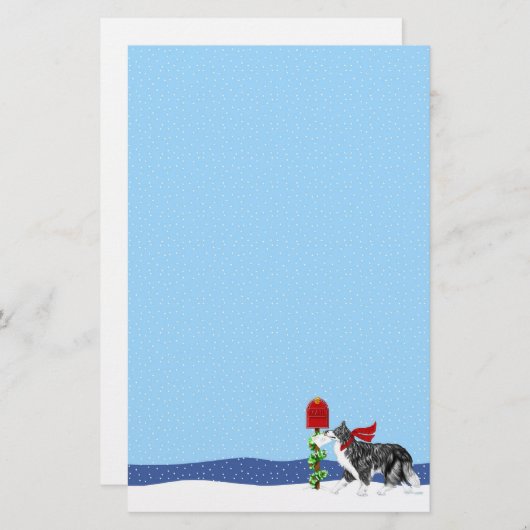 Papeterie Bordure de Noël Collie Mail (Devant / Derrière)