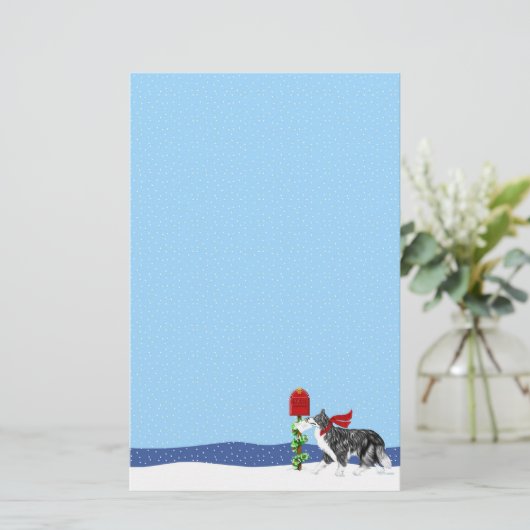 Papeterie Bordure de Noël Collie Mail (Debout devant)