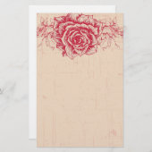 Papeterie Bordure de Rose Vintage rose (Devant / Derrière)