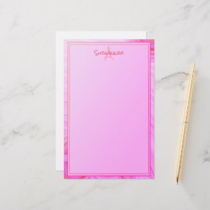 Papeterie Bordure de texture rose monogramme de nom personna