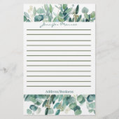 Papeterie Bordure d'eucalyptus personnalisée ligné (Devant)