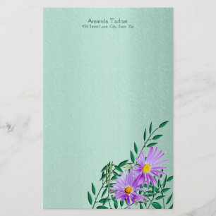 Papeterie Bordure du coin Fleur sauvage violet