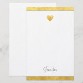 Papeterie Bordure élégante en feuille d'or Cœur Écriture mod (Devant / Derrière)