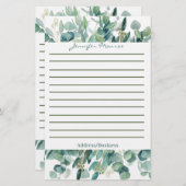 Papeterie Bordure Eucalyptus personnalisée doublée (Devant / Derrière)