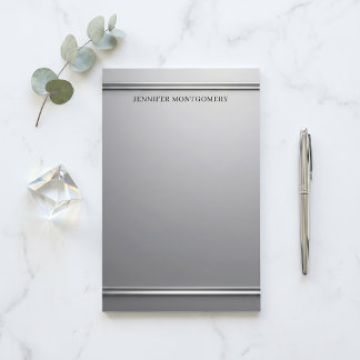 Papeterie Bordure Faux Embossée Élégante Argent Professionne