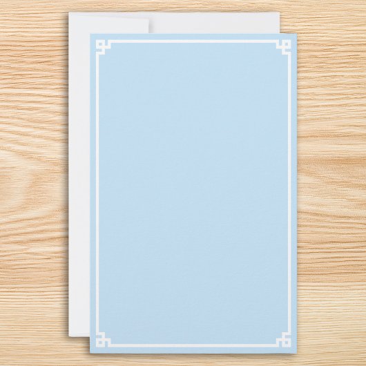 Papeterie Bordure grecque blanche et bleu pâle