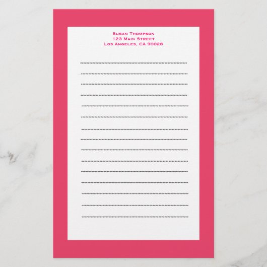Papeterie Bordure rose simple (Devant)
