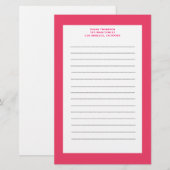 Papeterie Bordure rose simple (Devant / Derrière)