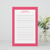Papeterie Bordure rose simple (Debout devant)