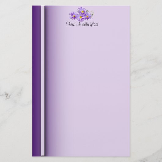 Papeterie Bordure verticale en-tête Fleur sauvage violet (Devant)