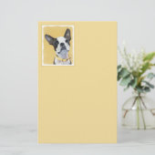 Papeterie Boston Terrier Peinture - Cute Original Chien Art (Debout devant)