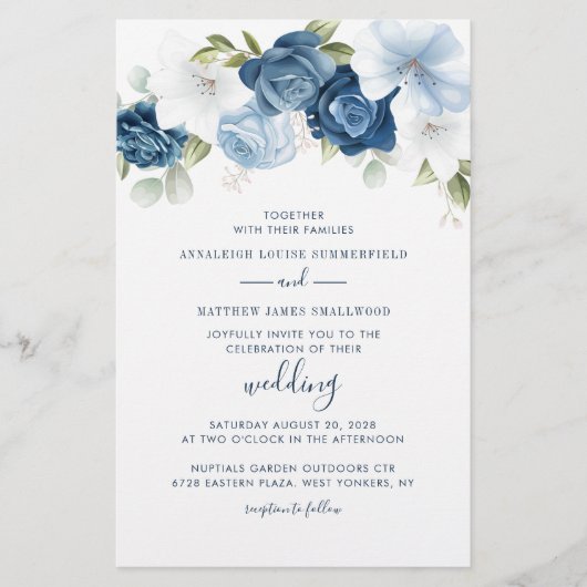 Papeterie Botanique Dusty Blue Greenery Mariage Budget (Devant)