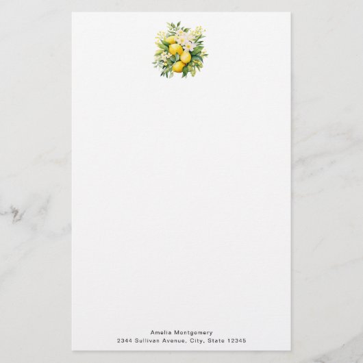 Papeterie Bouquet de citrons aux fleurs blanches (Devant)