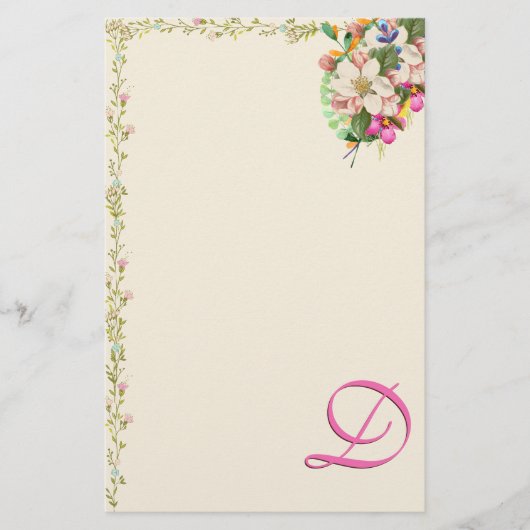 Papeterie Bouquet floral à monogramme D (Devant)
