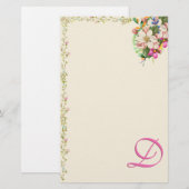 Papeterie Bouquet floral à monogramme D (Devant / Derrière)