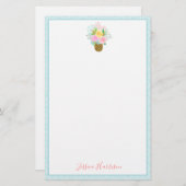 Papeterie Bouquet Rose ananas rose jaune bleu (Devant / Derrière)