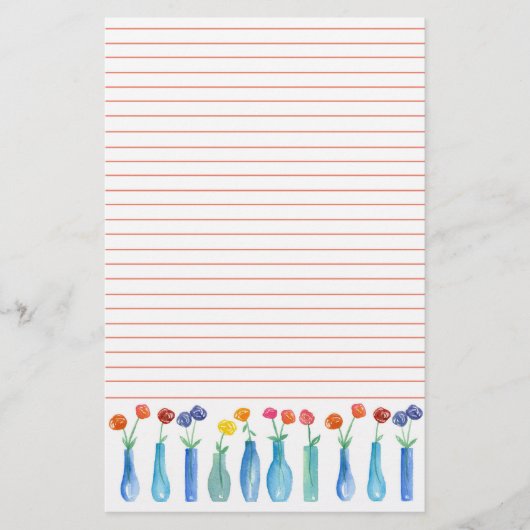 Papeterie Bouquets de fleurs d'aquarelle rose orange (Devant)