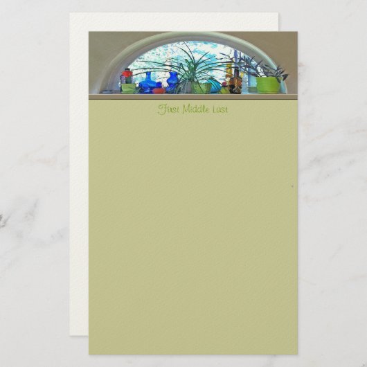 Papeterie Bouteilles En Verre Plantes Dans L'Aquarelle De Fe (Devant / Derrière)