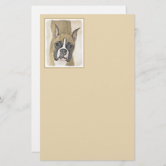 Papeterie Boxer Peinture - Cute Original Chien Art (Devant / Derrière)