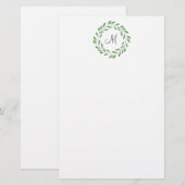 Papeterie Branches de feuilles d'aquarelle verte (Devant / Derrière)