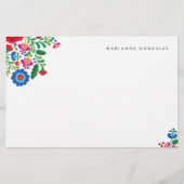 Papeterie Broderie mexicaine colorée Nom personnalisé Papete (Devant)