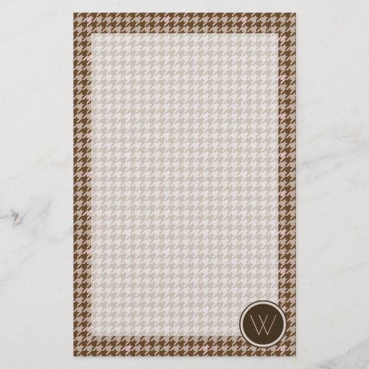Papeterie Brown avec Rose Gold Accent Houndstooth (Devant)