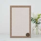 Papeterie Brown avec Rose Gold Accent Houndstooth (Debout devant)