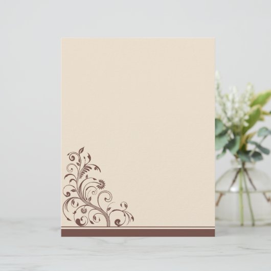 Papeterie Brown et crème Florale Mariage (Debout devant)