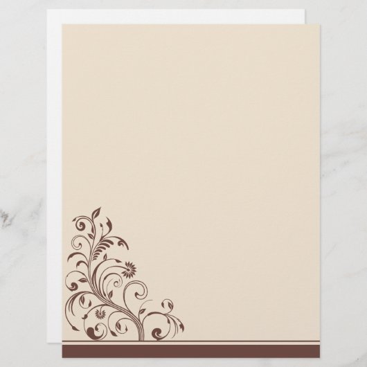 Papeterie Brown et crème Florale Mariage (Devant / Derrière)