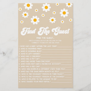 Papeterie Brown Retro Daisy Trouver Le Baby shower Invité Je