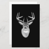 Papeterie Buck sur noir design White Tail Deer (Devant / Derrière)