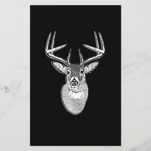 Papeterie Buck sur noir design White Tail Deer (Devant)