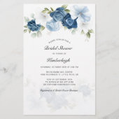 Papeterie Budget Dusty Blue Floral Bridal Shower Invitation (Devant)