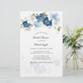 Papeterie Budget Dusty Blue Floral Bridal Shower Invitation (Debout devant)