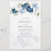 Papeterie Budget Dusty Blue Floral Bridal Shower Invitation (Devant)