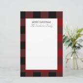 Papeterie Buffalo Plaid Rouge Noir Blanc Famille Noël (Debout devant)