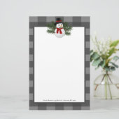 Papeterie Buffle Snowman Souriant Plaid Personnalisé (Debout devant)