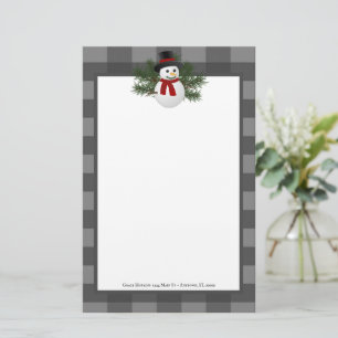 Papeterie Buffle Snowman Souriant Plaid Personnalisé