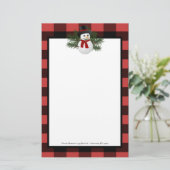 Papeterie Buffle Snowman Souriant Plaid Personnalisé (Debout devant)