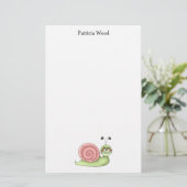 Papeterie Buggin vous · Escargot vert et rose (Debout devant)