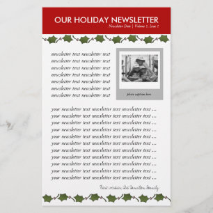 Papeterie Bulletin famille Noël ou vacances Modèle