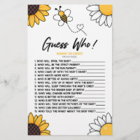 Bumble Honey Bee Devine Qui ! Jeu baby shower