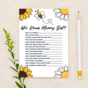 Papeterie Bumble Honey Bee Qui Connaît Mommy Baby shower Jeu