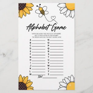 Papeterie Bumble Miel Bee Alphabet Baby shower Jeu