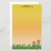 Papeterie Burlap Texture Orange Flower Art Personnalisé (Devant / Derrière)